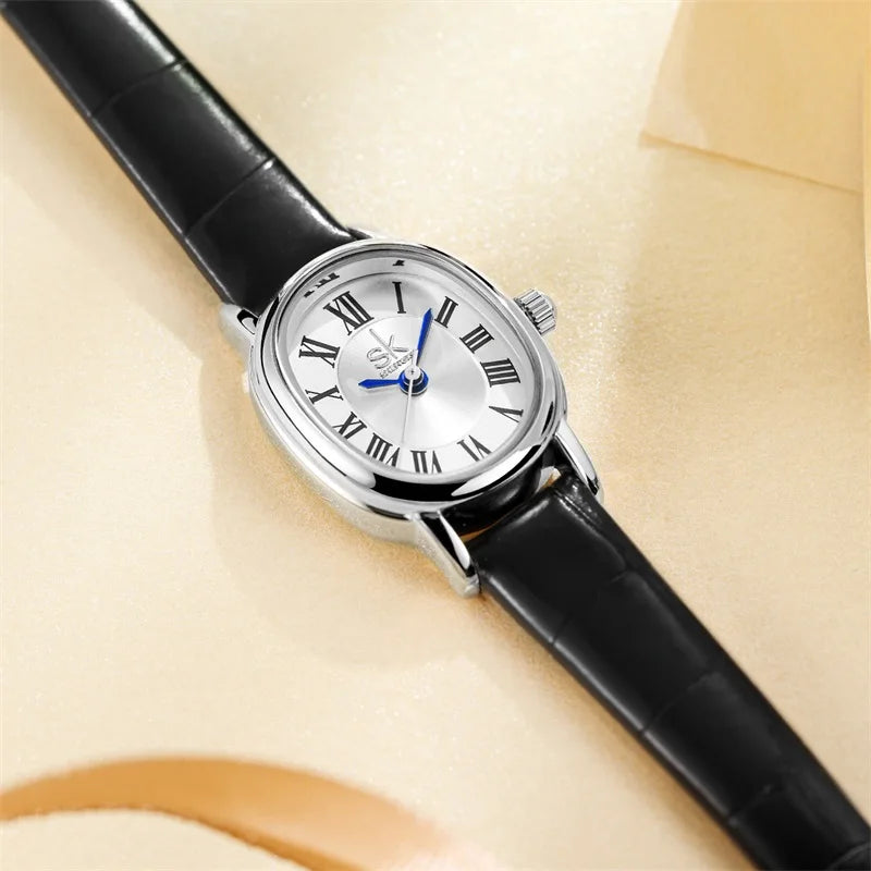 SHENGKE Wholesale Ladies Watch Black Watch's Straps Leather Waterproof Quartz Watches Women Wrist Luxury Reloj Mujer