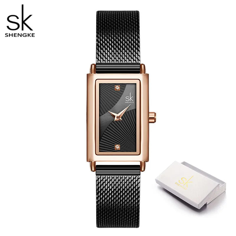 Shengke Women Watches Fashion Geneva Designer Ladies Watch Luxury Brand Rectangle Quartz Gold Wrist Watch Luxury Gifts for Women