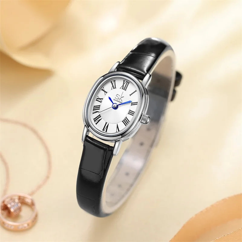 SHENGKE Wholesale Ladies Watch Black Watch's Straps Leather Waterproof Quartz Watches Women Wrist Luxury Reloj Mujer