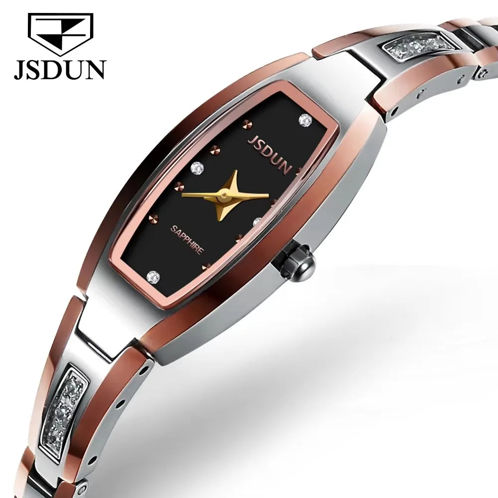 Jsdun 6530 Business Quartz Ladies Watch Synthetic Sapphire Mirror Waterproof Hand Clock Tungsten Steel Strap  for Women Watches