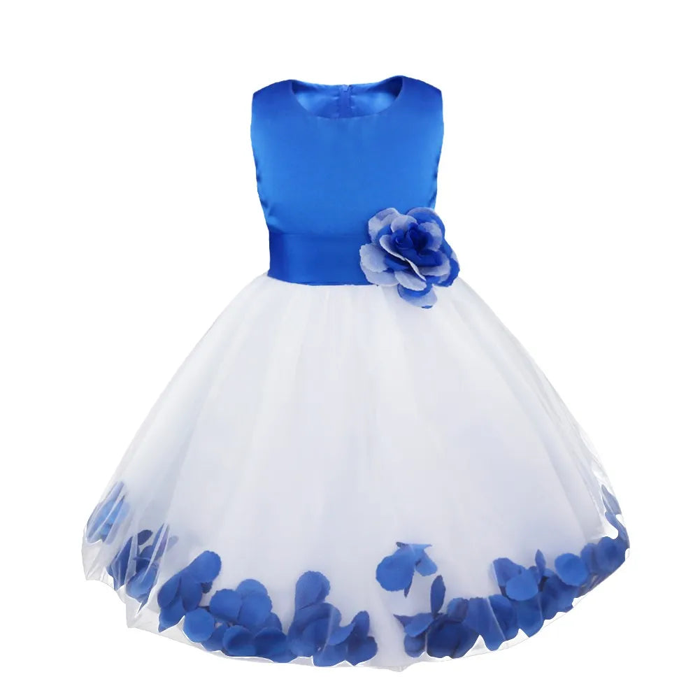 Baby Kids Girls Bowknot Flower Girl Dress Princess Birthday Party Tutu Dress Petals Wedding Pageant Bridesmaid Dresses Ball Gown