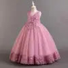 2024 New Elegant Girl Wedding Dress Embroidered Mesh Princess Dress 4-12 Year Old Girl Graduation Party Prom Evening Dress