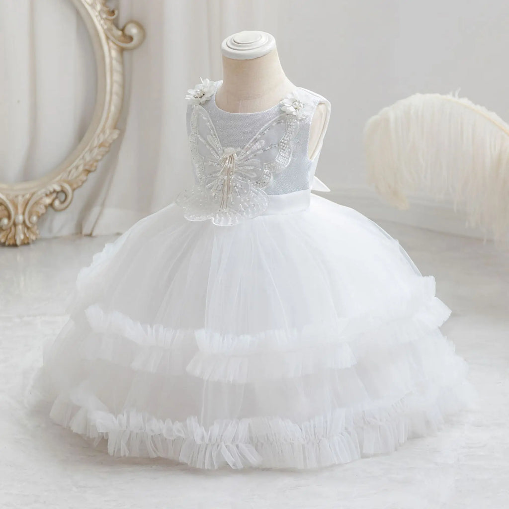 Girls Summer Dresses Applique Lace Infant Baby Girl Princess Toddler Birthday Party Wedding Dress Clothes