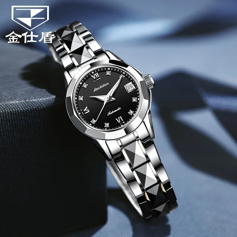 JSDUN Fashion Fashion Womens Watch New Waterproof Ladies Watch High Quality Tungsten Steel Automatic Mechanical Watches for Women