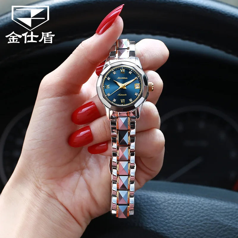 JSDUN Fashion Fashion Womens Watch New Waterproof Ladies Watch High Quality Tungsten Steel Automatic Mechanical Watches for Women