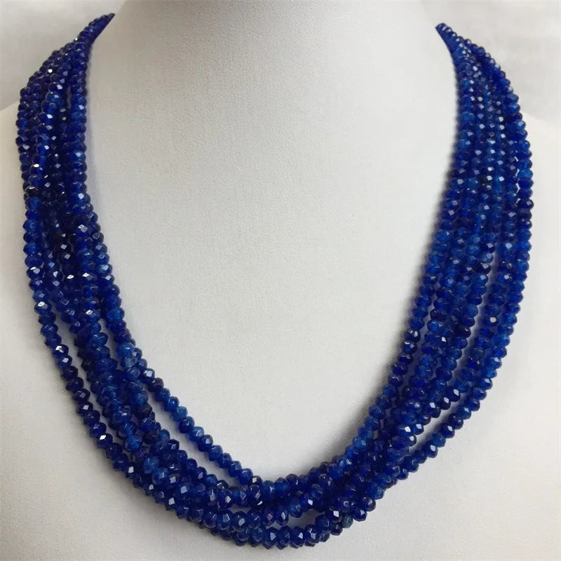 Double Color Green Emerald Necklace for Women Natural Faceted Sapphire Chain Jade Stone Bead Choker Collares Abacus Gift Jewelry