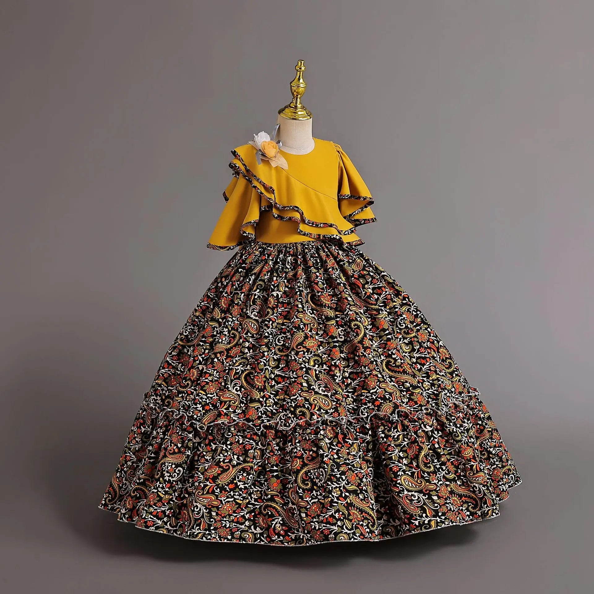 Summer Children's Clothing Chiffon comfort Fabric Floral Girl's Long Dress Party Floral Child Wedding Dress