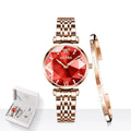 OLEVS New Women Luxury Jewel Quartz Watches Waterproof Stainless Steel Strap Watch For Women Fashion Date Clock Diamond Mirror