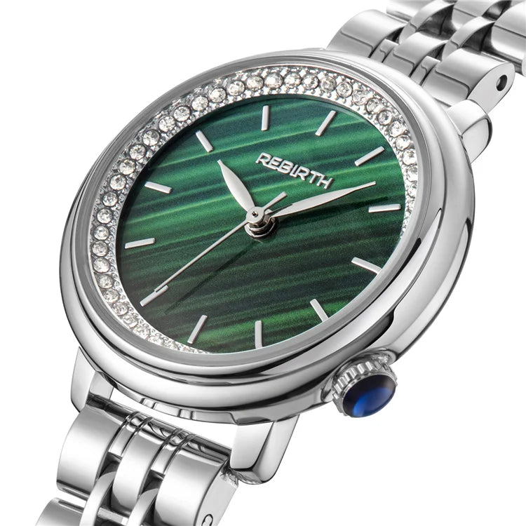 Rebirth Fashion Women Watch Top Brand Rose Gold Stain Steel Waterproof Date Quartz Ladies Watch High Quality Clock Gifts D046