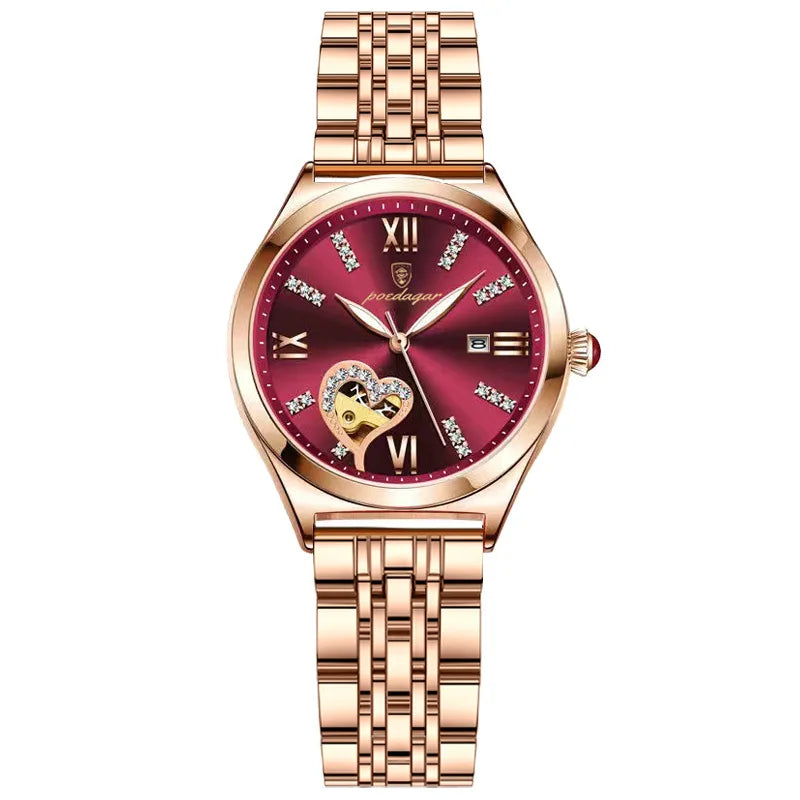 Women Fashion Watch POEDAGAR 320 Rose Gold Stainless Stain Steel Ladies Watch Waterproof Quartz Wristwatch Hands Gift
