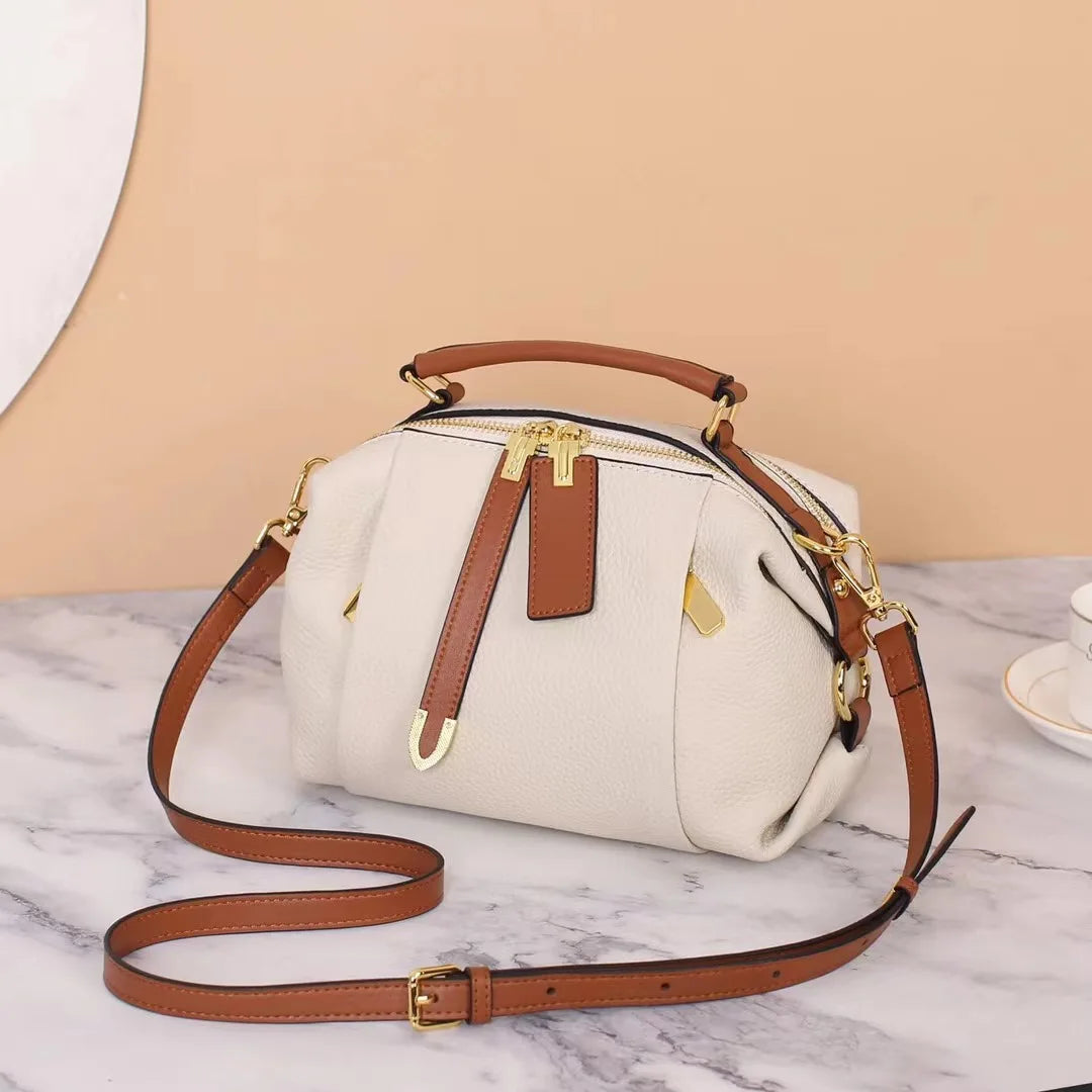 2025 European American Retro Women's Top Layer Cowhide Handbag Genuine Leather High-End TOGO Crossbody Bag Popular Messenger