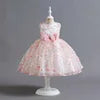 New Cute Butterfly Flower Girls Birthday Wedding Dress Baby Kids Beauty Dress With Bow