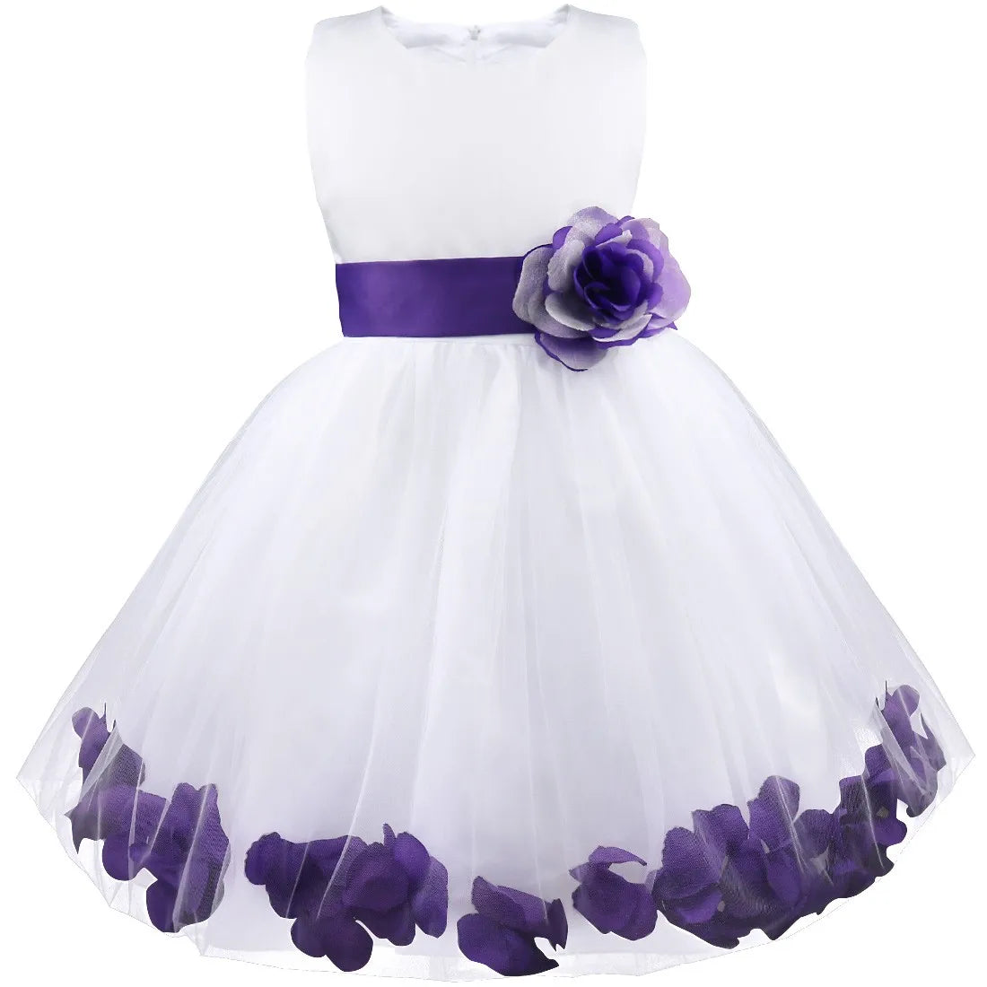 Baby Kids Girls Bowknot Flower Girl Dress Princess Birthday Party Tutu Dress Petals Wedding Pageant Bridesmaid Dresses Ball Gown
