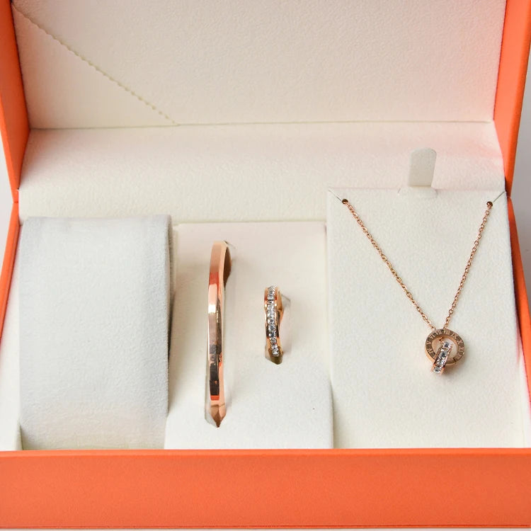 Watch Box Organizer Packaging case Luxury Wrist Watch Storage Boxwomen Ladies Watch Necklace Bracelet Set for Gift with Box