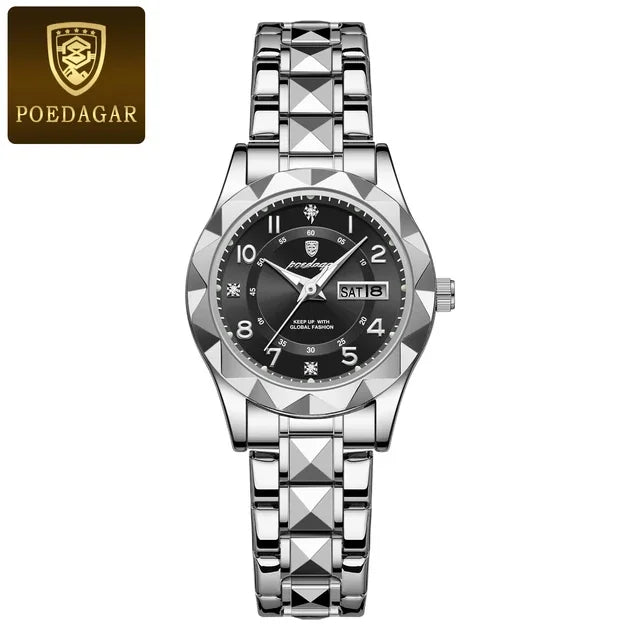 POEDAGAR 782 Rose Gold Steel Quartz Watches for Women Luxury Jewelry Design Waterproof Luminous Ladies Watch