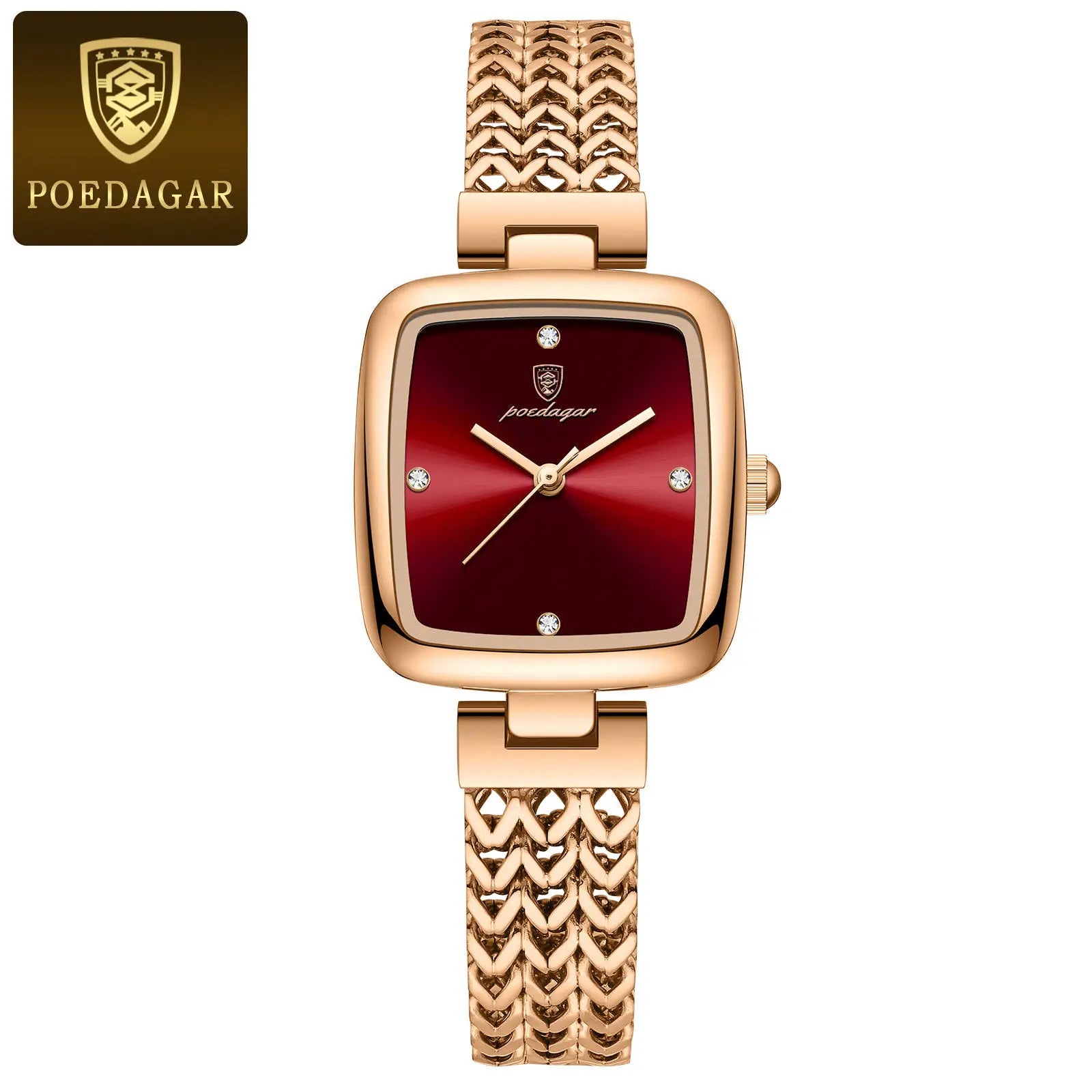POEDAGAR 768 Rose Gold Steel Quartz Watches for Women Luxury Jewelry Design Waterproof Luminous Ladies Watch