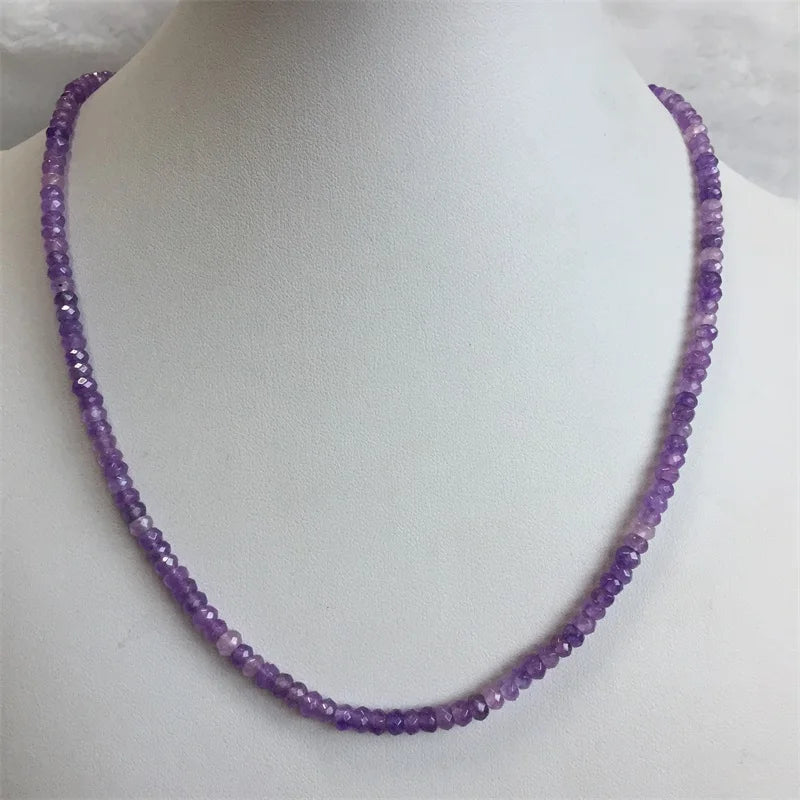 Double Color Green Emerald Necklace for Women Natural Faceted Sapphire Chain Jade Stone Bead Choker Collares Abacus Gift Jewelry