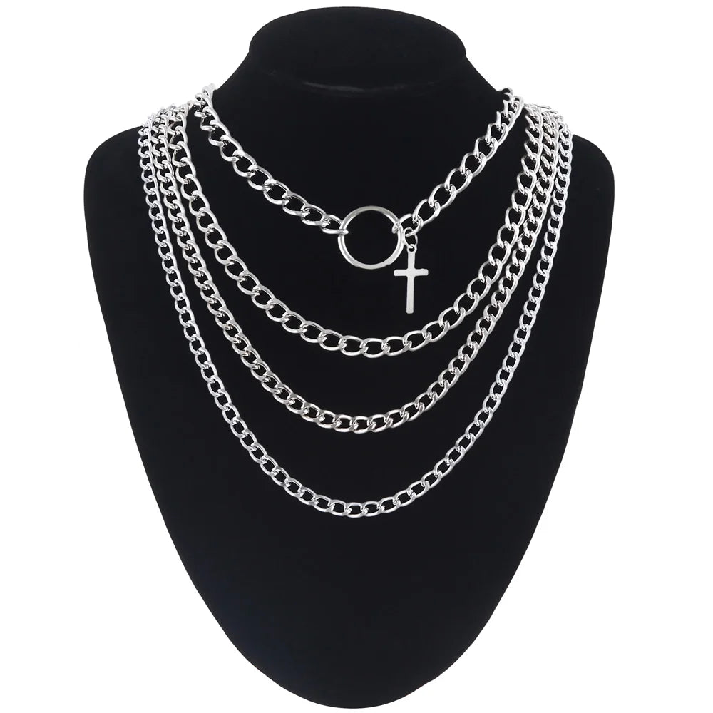 Layered Chain Necklace Cool Lock Goth Accessories Grunge Style Fairy Core Choker 2000s Aesthetic Y2k  Jewelry