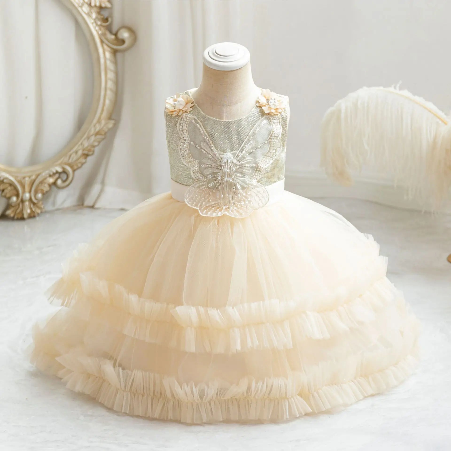 Girls Summer Dresses Applique Lace Infant Baby Girl Princess Toddler Birthday Party Wedding Dress Clothes