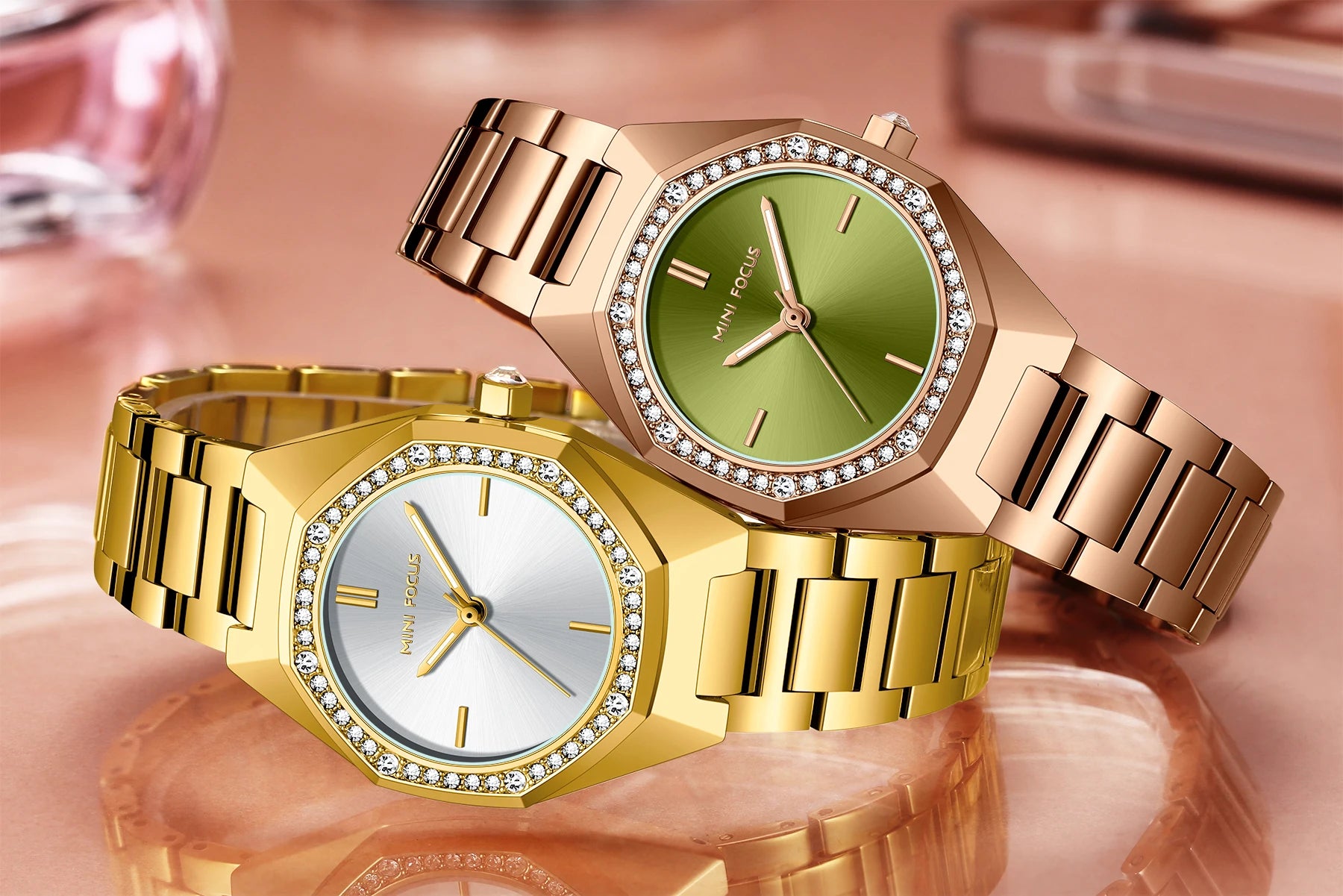 Hot Sale Mini Focus Gold Plating Quartz Woman Watches Jam Tangan Wanita Cheap Wristwatches for Women Pretty Diamond Ladies Watch