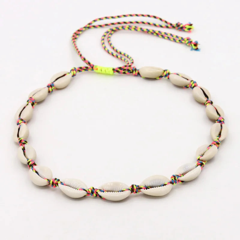 Shell Necklace Women's Neck Chain Jewelry Adjustable Handwoven Summer Beach Choker Necklace Female Girls Accessories