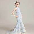 Evening Dress for Girls Kids Elegant Gowns Teen Birthday Party Dresses Children Mermaid Frocks Sexy Sequins Stitching Vestidos