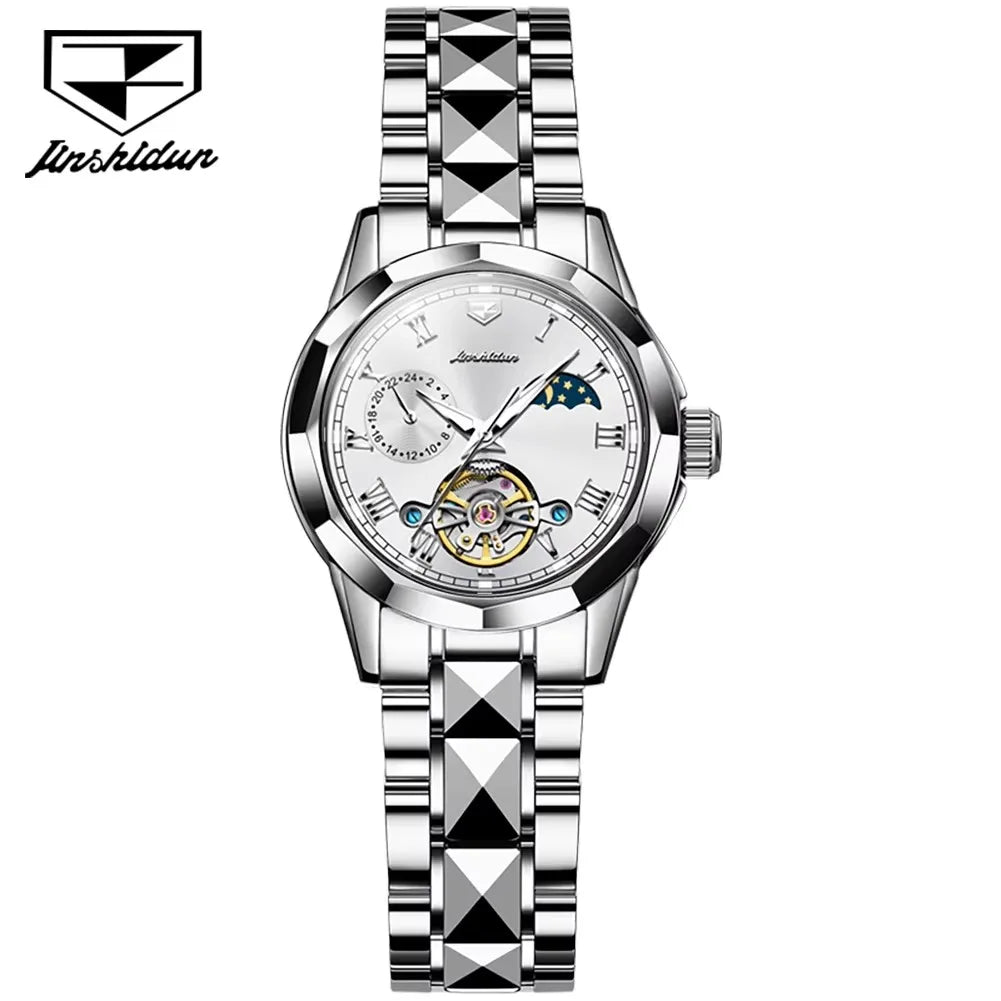 Jsdun 8937 High Quality Waterproof Automatic Mechanical Reloj Tungsten Steel Top Luxury Brand Elegant Women Watches Ladies Watch