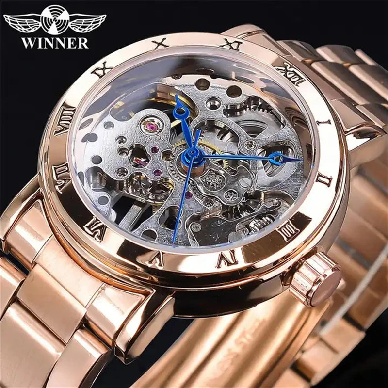 Winner Women's Watches 208 New Tourbillon Style Original Handwinder Mechanical Watch for Woman Waterproof Ladies Watch