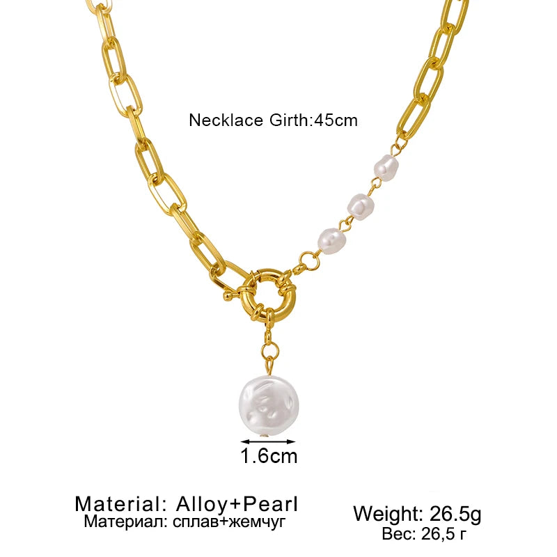 Vienkim Layered Pearl Choker Colar Thick Chains with Pendant Necklace for Women Fashion Choker Necklace on Neck 2021 Jewelry