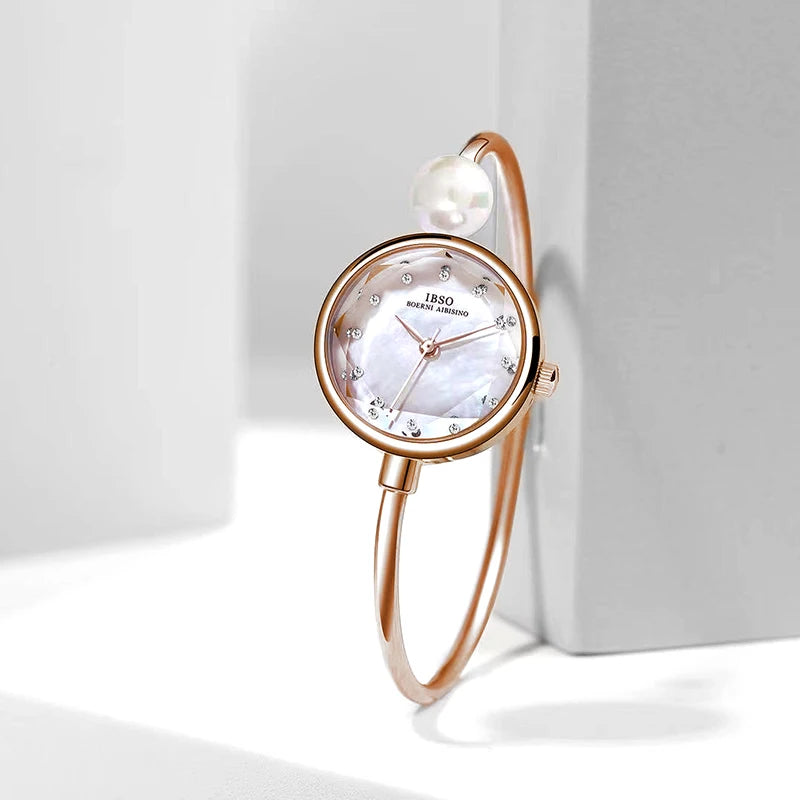 IBSO  9210 Adjustable Women Bracelets Ladies Watch Quartz Pearl Wristwatch Watch Women Luxury Elegant Ladies Accessory  Watch