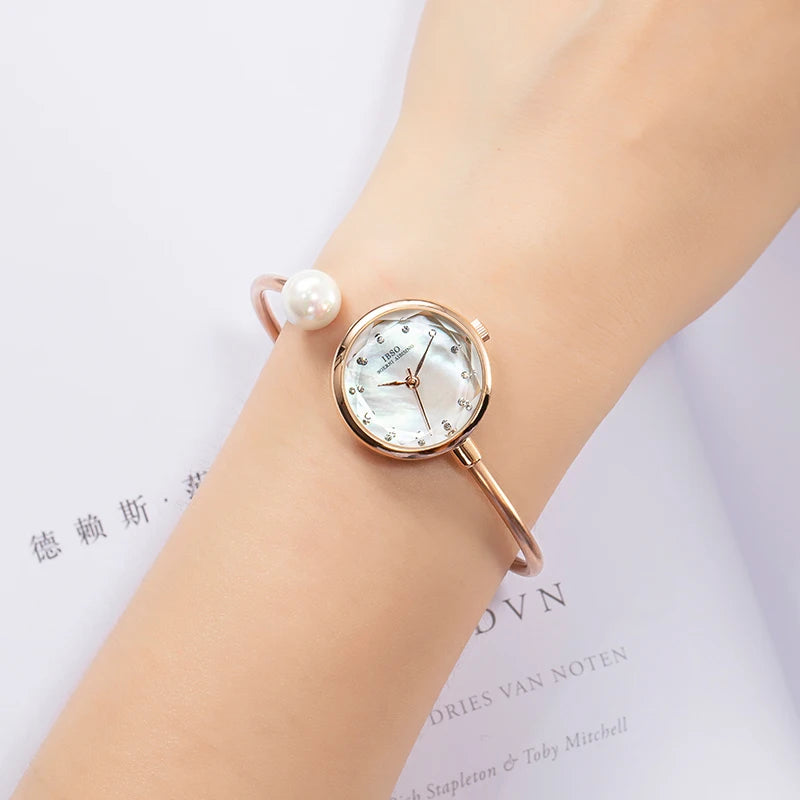 IBSO  9210 Adjustable Women Bracelets Ladies Watch Quartz Pearl Wristwatch Watch Women Luxury Elegant Ladies Accessory  Watch