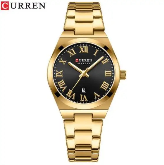 CURREN 9095 Women Watches Romantic Girlfriend Gift Fashion Gold Stainless Stain Steel Ladies Watch Waterproof Quartz Wristwatch