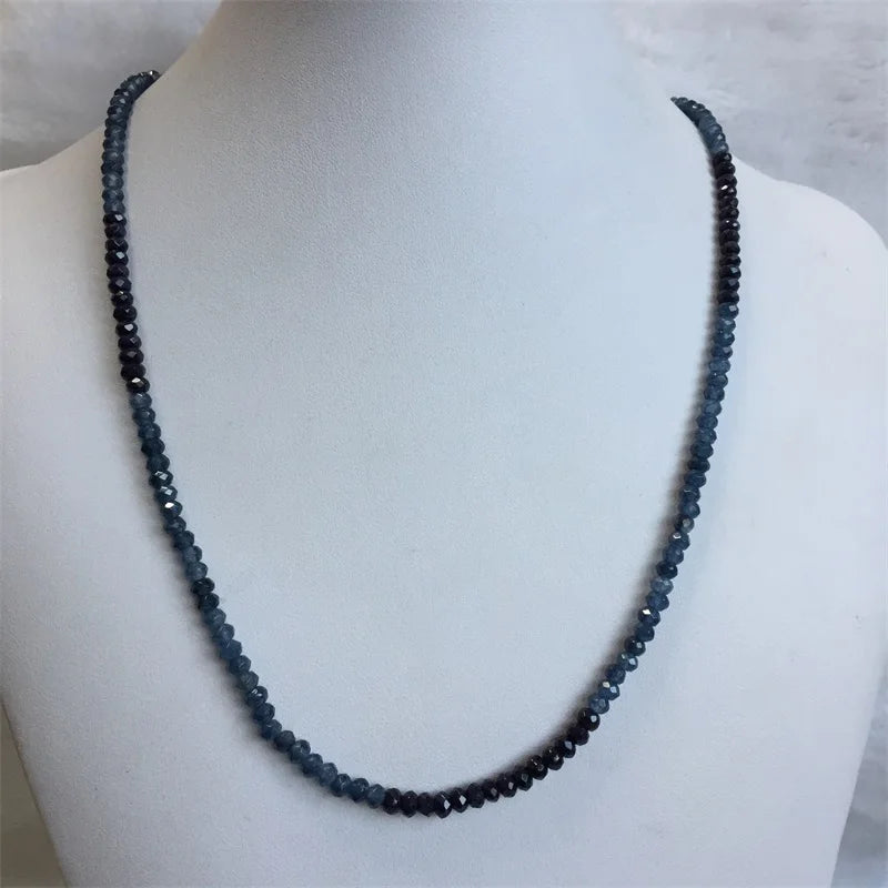 Double Color Green Emerald Necklace for Women Natural Faceted Sapphire Chain Jade Stone Bead Choker Collares Abacus Gift Jewelry