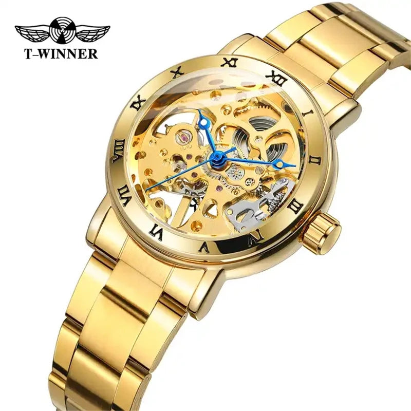 Winner Women's Watches 208 New Tourbillon Style Original Handwinder Mechanical Watch for Woman Waterproof Ladies Watch