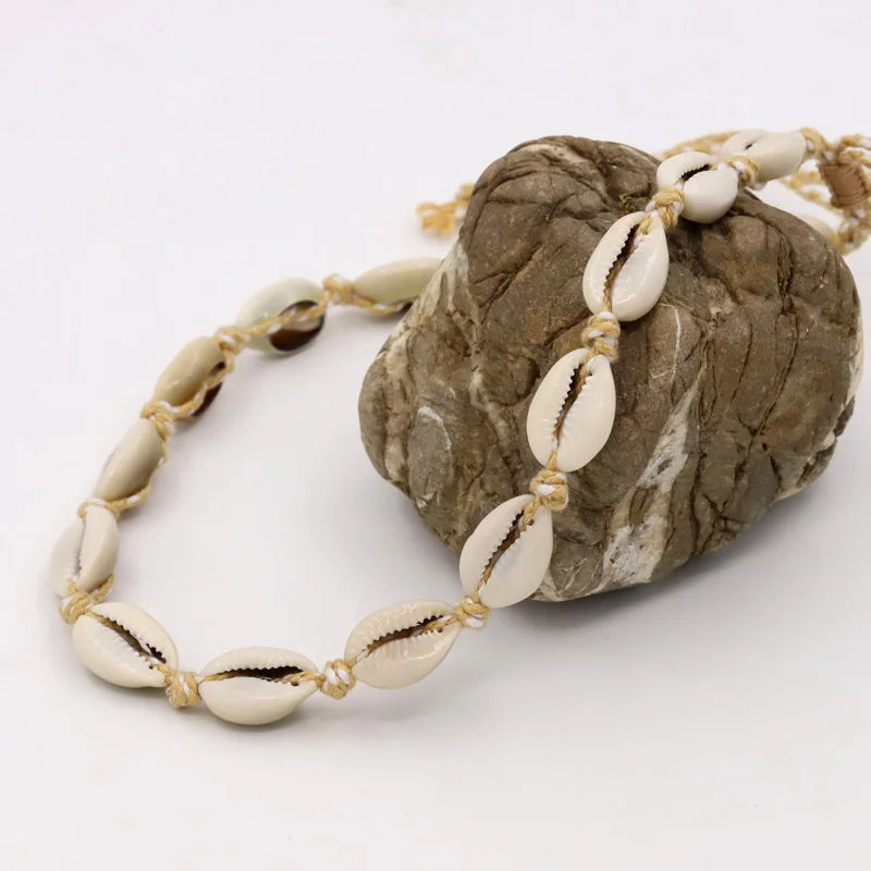 Shell Necklace Women's Neck Chain Jewelry Adjustable Handwoven Summer Beach Choker Necklace Female Girls Accessories