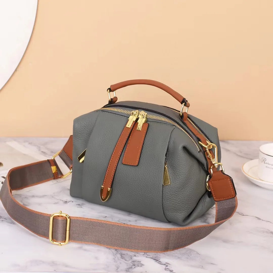2025 European American Retro Women's Top Layer Cowhide Handbag Genuine Leather High-End TOGO Crossbody Bag Popular Messenger