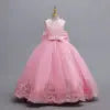 2024 New Girls' Wedding Dress Flower Banquet  Long Dress Girls' Graduation Communion Performance Party Dress with Big Bow