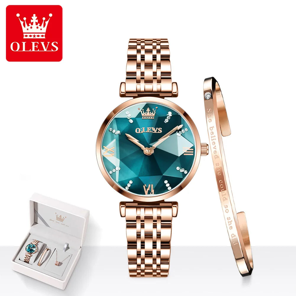 OLEVS 6642 Brand Hot Sale Ladies Watch Set Luxury Watch Steel Band Strap Quartz Waterproof Ladies Watch Simple Fashion