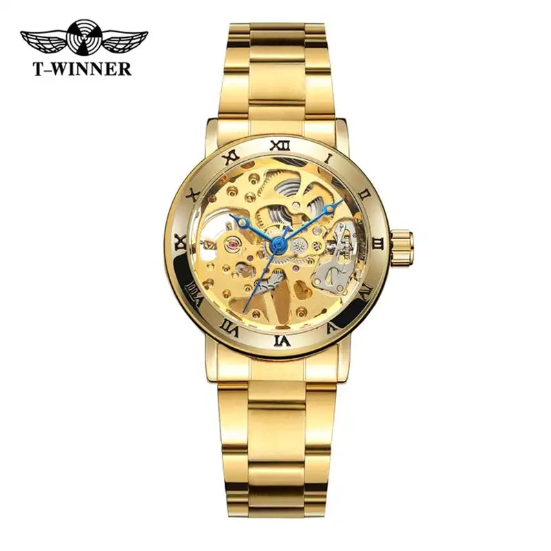 Winner Women's Watches 208 New Tourbillon Style Original Handwinder Mechanical Watch for Woman Waterproof Ladies Watch