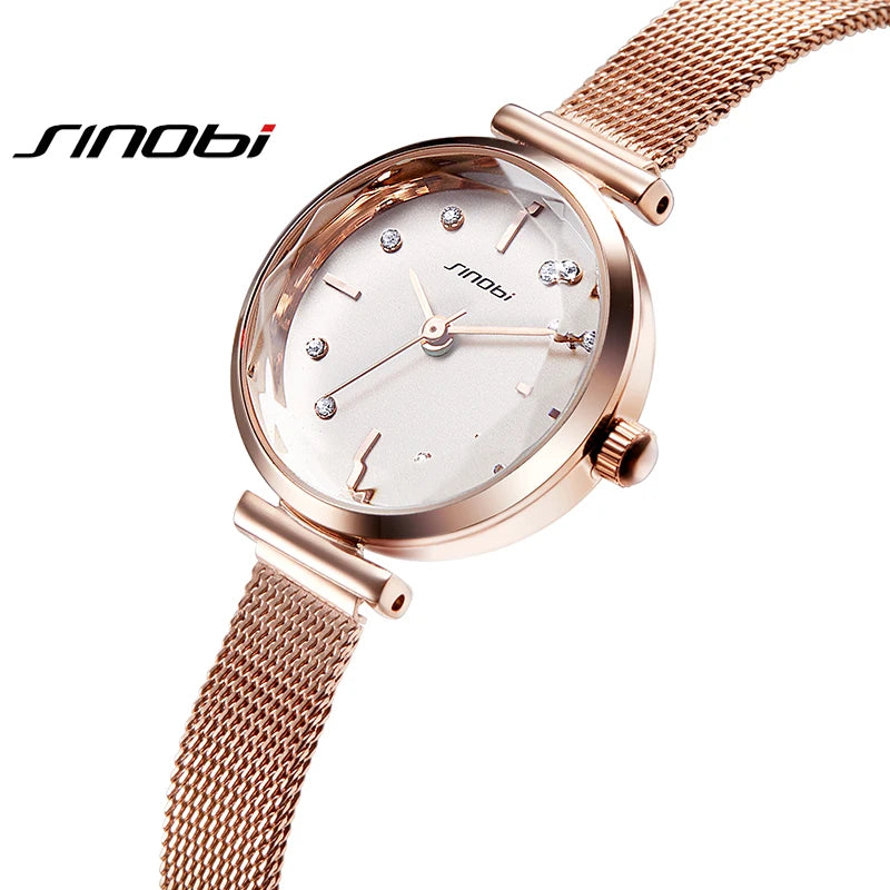 SINOBI Fashion Women Set Watch Fashion Earring Necklace Watch Jewelry 3-piece Ladies Watch