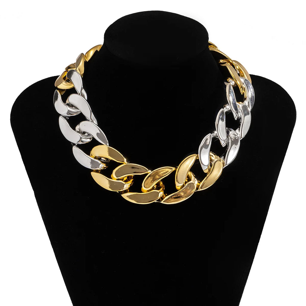 Simple Exaggerated Necklace Lady 4 Color Hip Hop Distorted Thick CCB Chain Creative Necklaces Fashion Glamour Girl Jewelry Gift