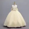 2024 New Girls' Wedding Dress Flower Banquet  Long Dress Girls' Graduation Communion Performance Party Dress with Big Bow