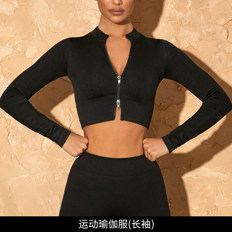 [Zhejiang Jin Store] Cross-Border European and American Fitness Yoga Set Short-Sleeved Training Vest Six-Piece Sports Yoga Suit
