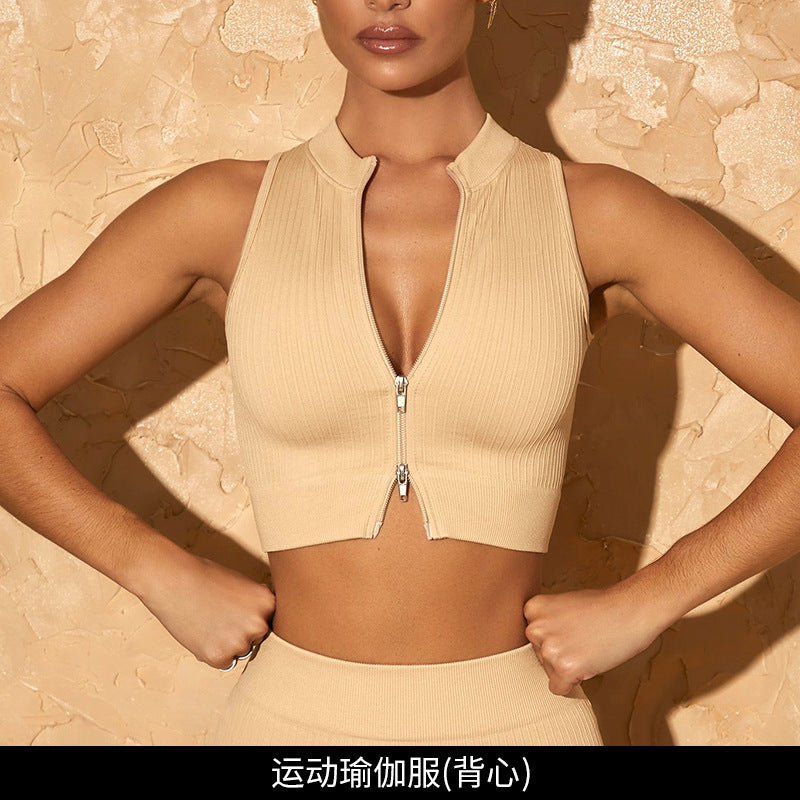 [Zhejiang Jin Store] Cross-Border European and American Fitness Yoga Set Short-Sleeved Training Vest Six-Piece Sports Yoga Suit