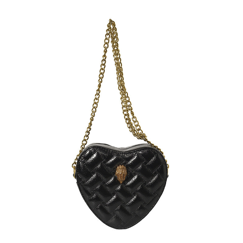 Cross-border Bag Women's 2024 European and American Popular Eagle Head Peach Heart Bag Shoulder Crossbody Chain Bag Rhombic Embroidery Line Women's Small Bag