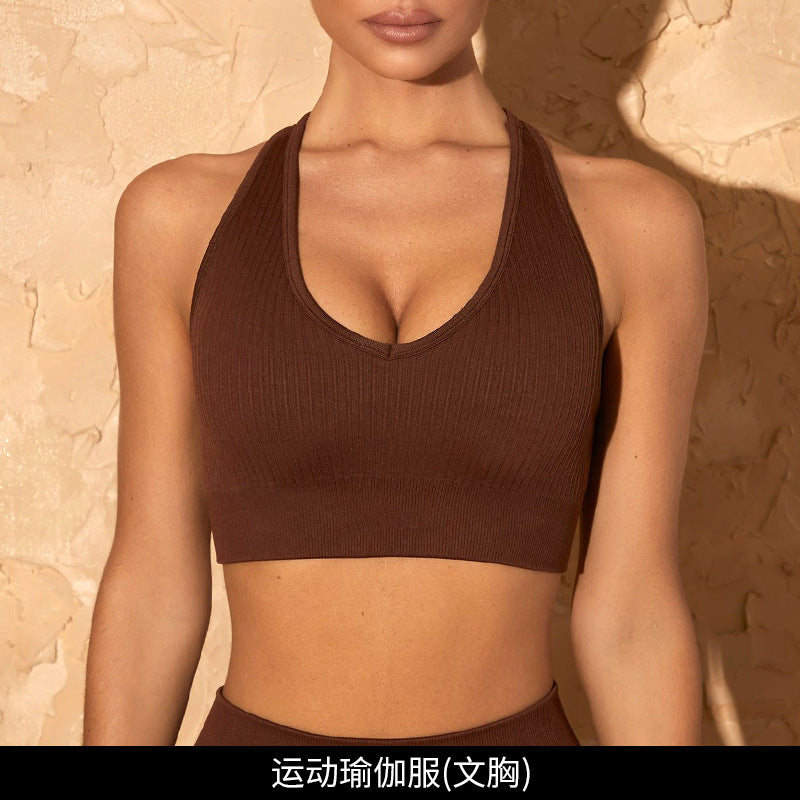 [Zhejiang Jin Store] Cross-Border European and American Fitness Yoga Set Short-Sleeved Training Vest Six-Piece Sports Yoga Suit