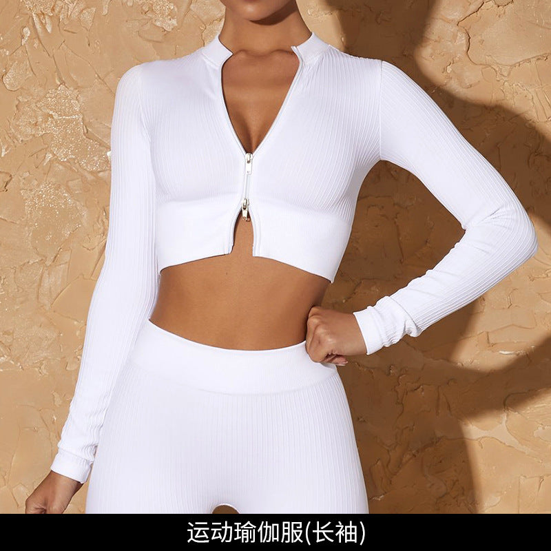 [Zhejiang Jin Store] Cross-Border European and American Fitness Yoga Set Short-Sleeved Training Vest Six-Piece Sports Yoga Suit