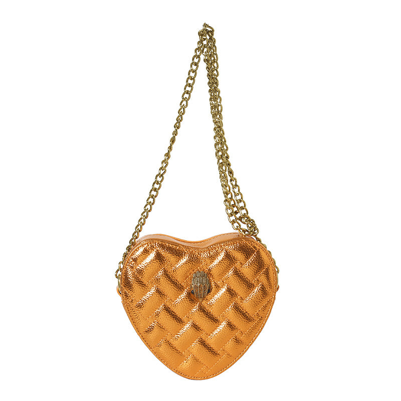 Cross-border Bag Women's 2024 European and American Popular Eagle Head Peach Heart Bag Shoulder Crossbody Chain Bag Rhombic Embroidery Line Women's Small Bag