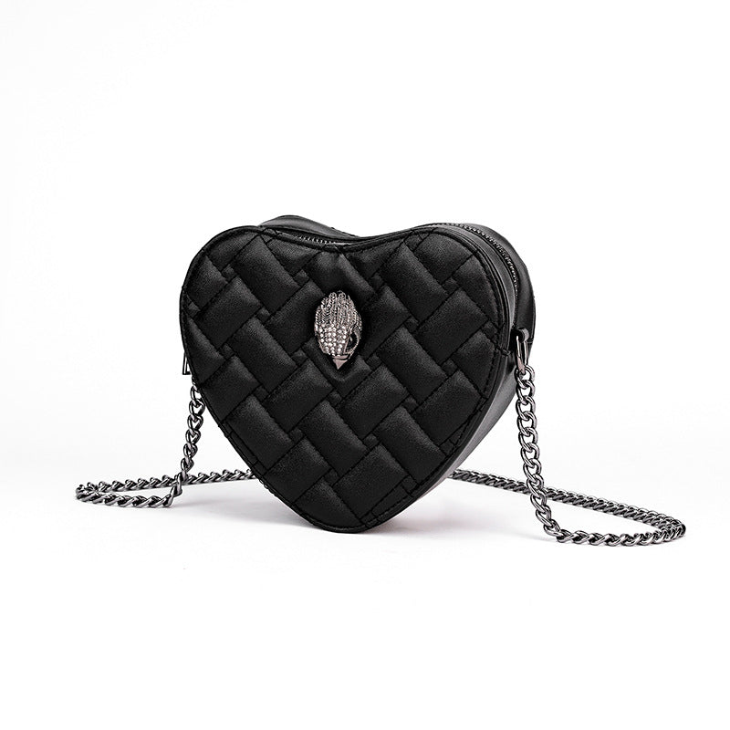 European and American Cross-border Women's Bag Peach Heart Diamond Crossbody Bag Eagle Bird Head Shoulder Bag Chain Women's Bag Guangzhou KurtGeiger