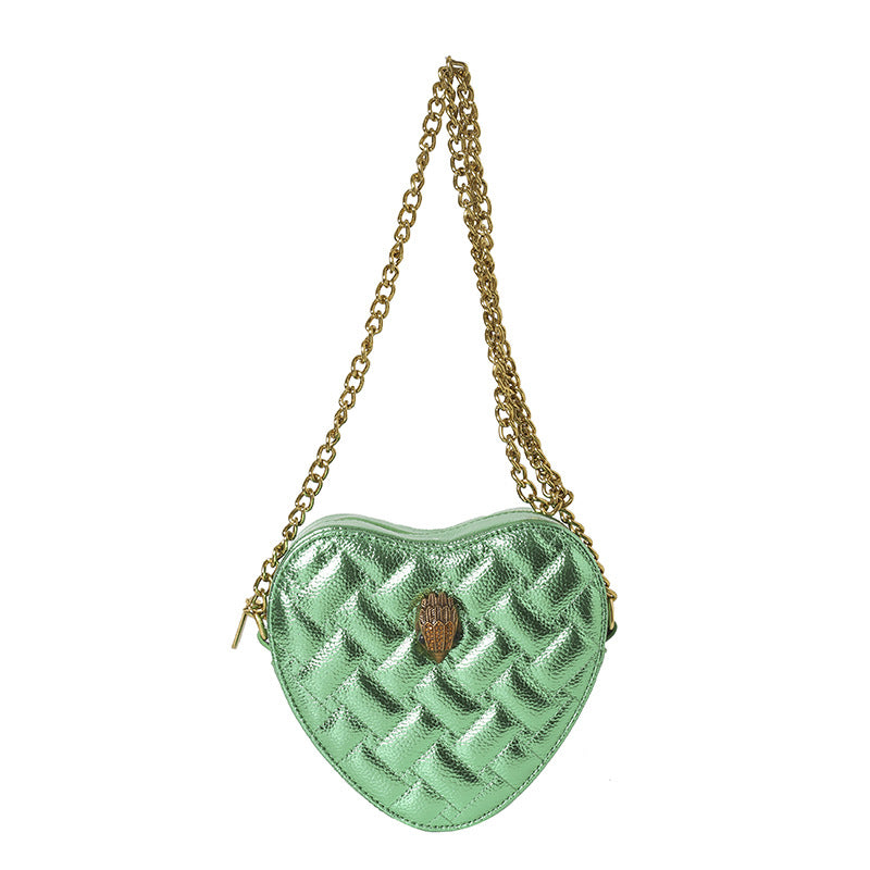 Cross-border Bag Women's 2024 European and American Popular Eagle Head Peach Heart Bag Shoulder Crossbody Chain Bag Rhombic Embroidery Line Women's Small Bag